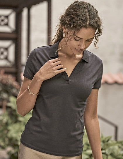 Women´s Luxury Stretch V-Neck Polo - Weiss