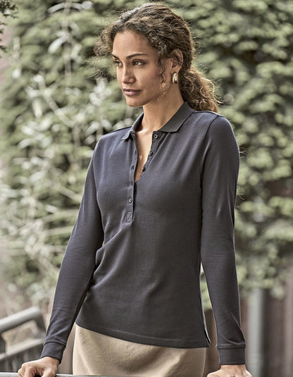 Women´s Luxury Stretch Long Sleeve Polo - Schwarz