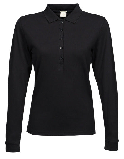 Women´s Luxury Stretch Long Sleeve Polo - Schwarz