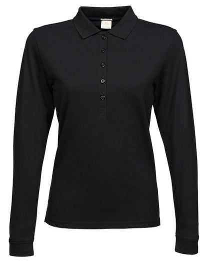 Women´s Luxury Stretch Long Sleeve Polo - Schwarz