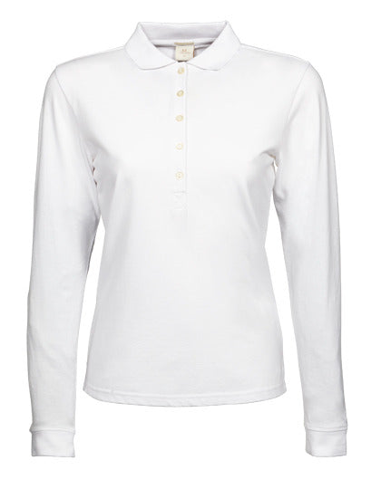 Women´s Luxury Stretch Long Sleeve Polo - Weiss