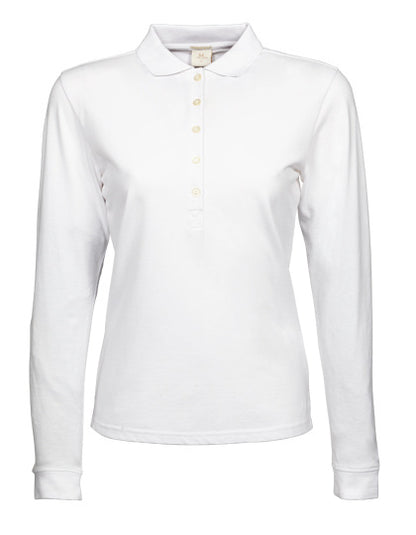 Women´s Luxury Stretch Long Sleeve Polo - Weiss