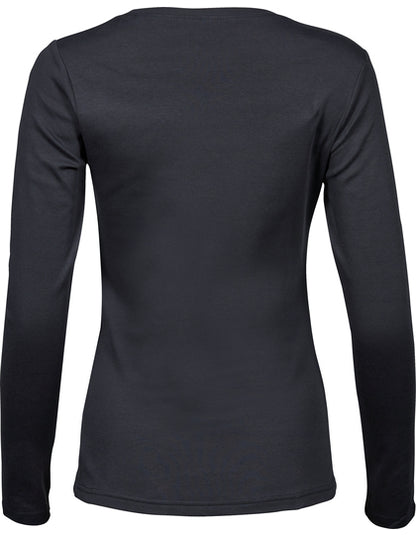 Women´s Long Sleeve Interlock Tee -Dunkelgrau (einfarbig)