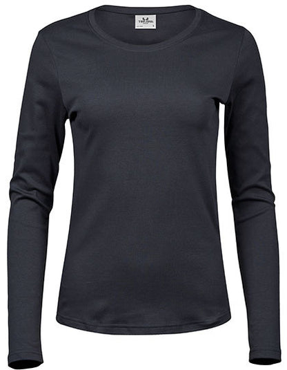 Women´s Long Sleeve Interlock Tee -Dunkelgrau (einfarbig)