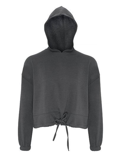 Women´s Cropped Oversize Hoodie  - Holzkohle