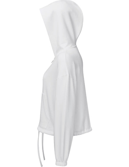 Women´s Recycled Drawstring Full-Zip Hoodie - Weiss