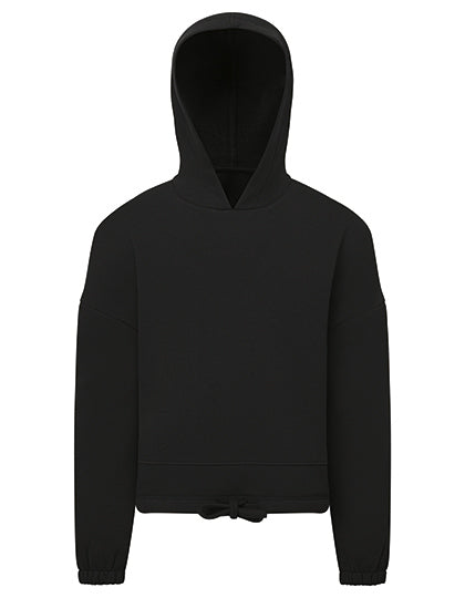 Kids Recycled Cropped Oversize Hoodie  -Schwarz