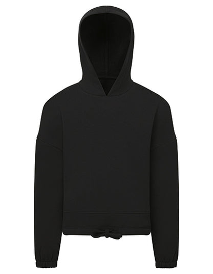 Kids Recycled Cropped Oversize Hoodie  -Schwarz