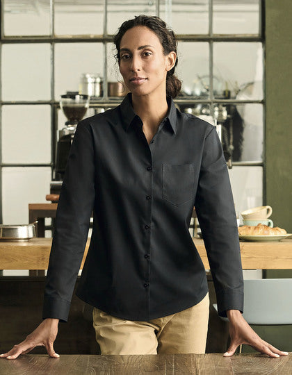 Ladies' Long Sleeve Classic Polycotton Poplin Shirt-Weiß
