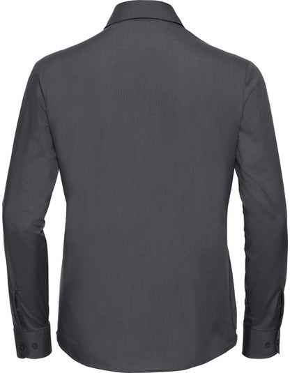 Ladies' Long Sleeve Classic Polycotton Poplin Shirt-Konvoi Grau