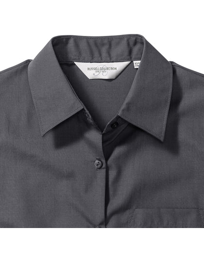 Ladies' Long Sleeve Classic Polycotton Poplin Shirt-Konvoi Grau