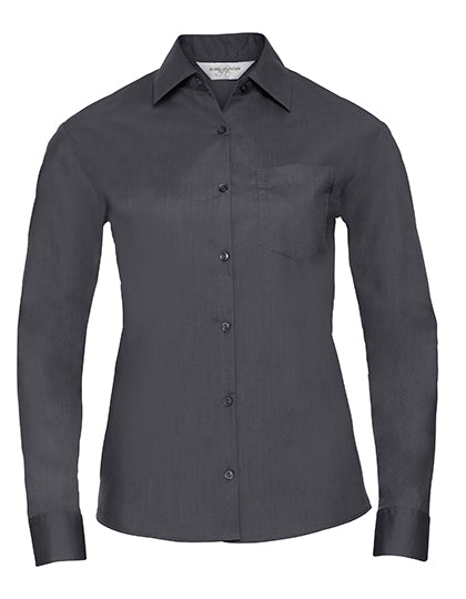 Ladies' Long Sleeve Classic Polycotton Poplin Shirt-Konvoi Grau
