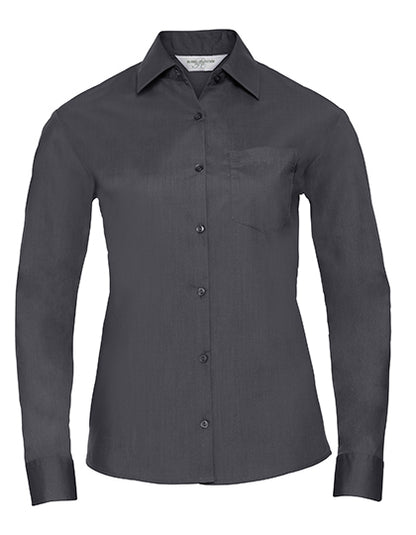 Ladies' Long Sleeve Classic Polycotton Poplin Shirt-Konvoi Grau