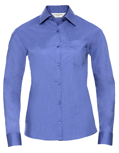 Ladies' Long Sleeve Classic Polycotton Poplin Shirt-Corporate Blue