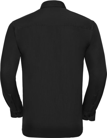 Men's Long Sleeve Classic Polycotton Poplin Shirt-Schwarz