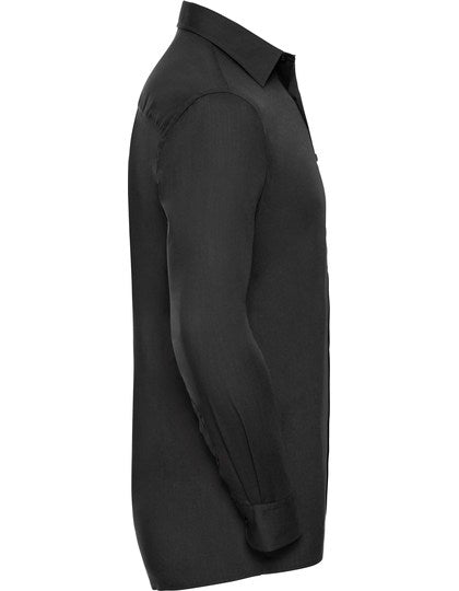 Men's Long Sleeve Classic Polycotton Poplin Shirt-Schwarz