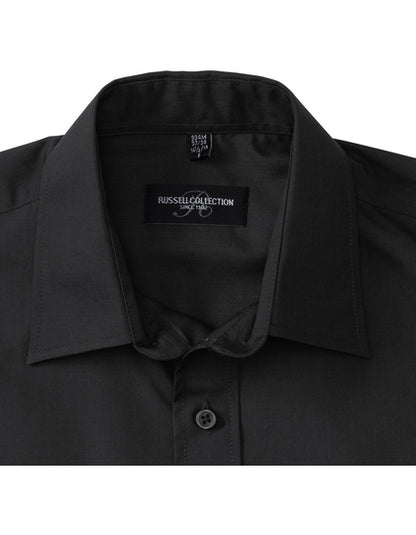 Men's Long Sleeve Classic Polycotton Poplin Shirt-Schwarz