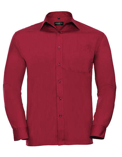 Men's Long Sleeve Classic Polycotton Poplin Shirt-Klassisches Rot