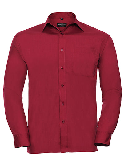 Men's Long Sleeve Classic Polycotton Poplin Shirt-Klassisches Rot