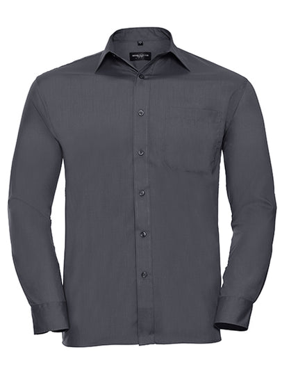 Men's Long Sleeve Classic Polycotton Poplin Shirt-Konvoi Grau