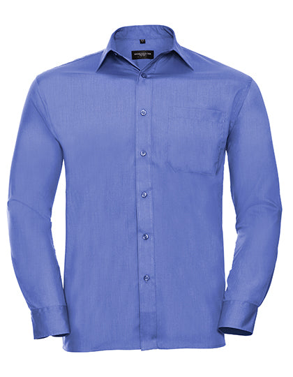 Men's Long Sleeve Classic Polycotton Poplin Shirt-Corporate blau