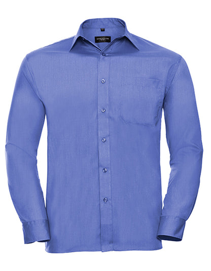 Men's Long Sleeve Classic Polycotton Poplin Shirt-Corporate blau