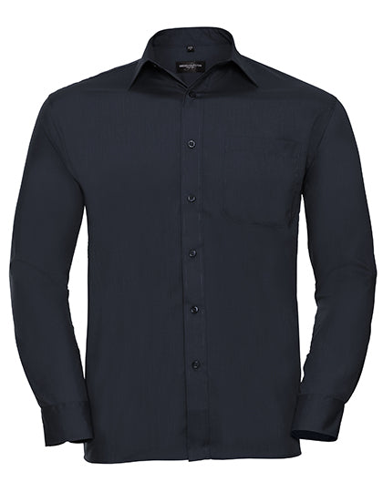 Men's Long Sleeve Classic Polycotton Poplin Shirt-Französische Marine