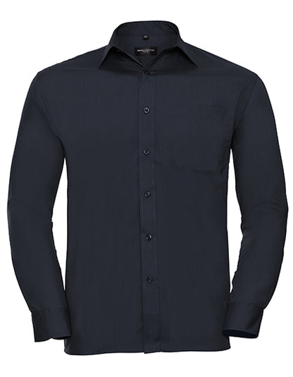 Men's Long Sleeve Classic Polycotton Poplin Shirt-Französische Marine