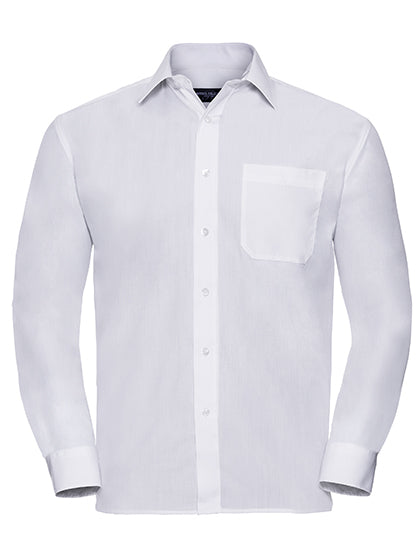 Men's Long Sleeve Classic Polycotton Poplin Shirt-Weiß
