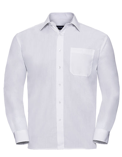 Men's Long Sleeve Classic Polycotton Poplin Shirt-Weiß