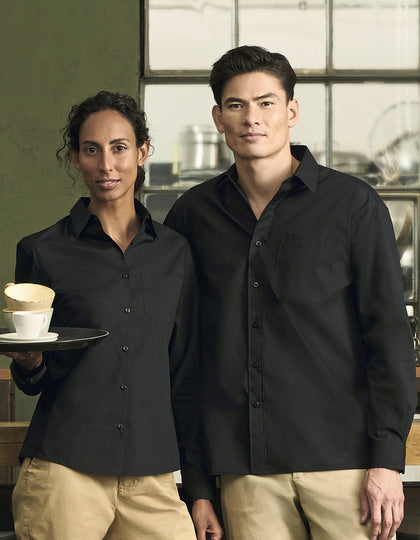 Men's Long Sleeve Classic Polycotton Poplin Shirt-Weiß