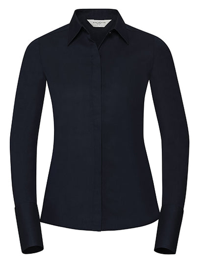 Ladies' Long Sleeve Fitted Ultimate Stretch Shirt- Hellblau