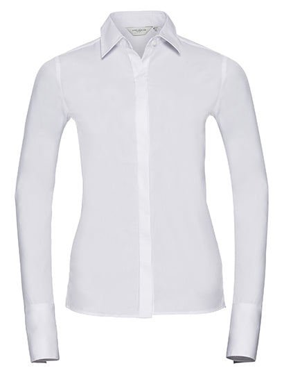Ladies' Long Sleeve Fitted Ultimate Stretch Shirt- Weiß