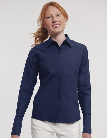 Ladies' Long Sleeve Fitted Ultimate Stretch Shirt- Heller Himmel