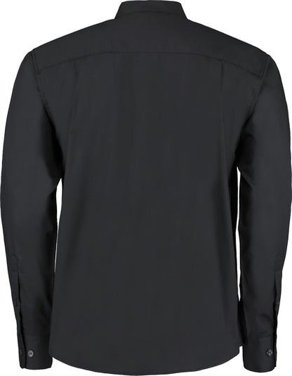 Men´s Tailored Fit Mandarin Collar Shirt Long Sleeve-Schwarz