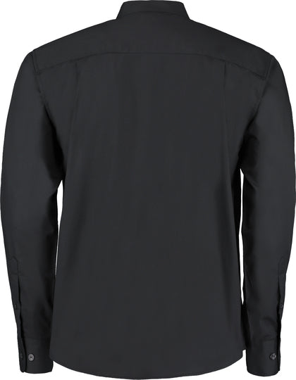 Men´s Tailored Fit Mandarin Collar Shirt Long Sleeve-Schwarz