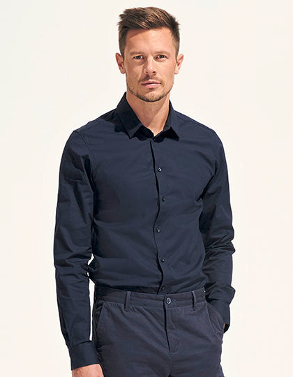 Men´s Long Sleeve Stretch Shirt Blake-Weiß